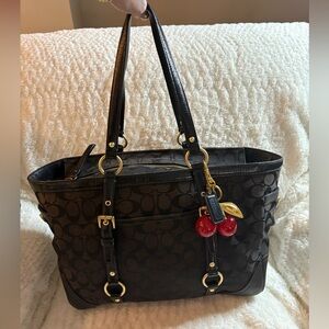 Vintage Coach Signature Black Tote Bag